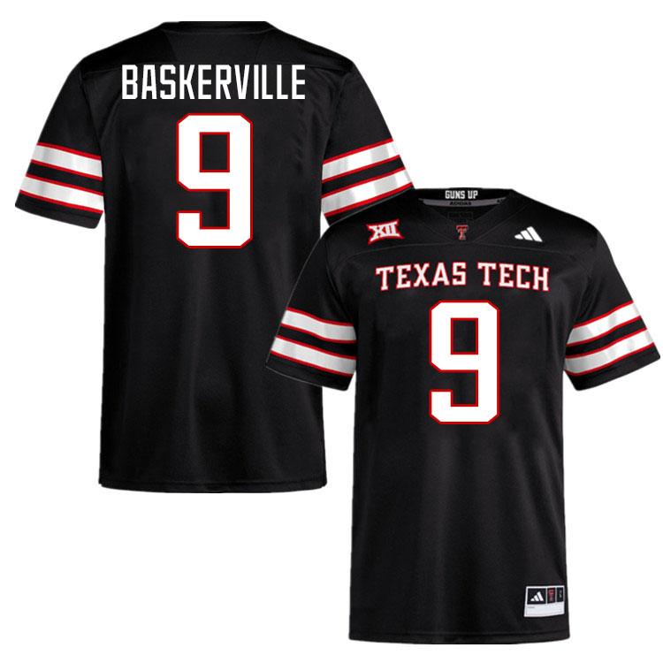 #9 C.J. Baskerville Texas Tech Red Raiders Jerseys College Football Uniforms Stitched-Black